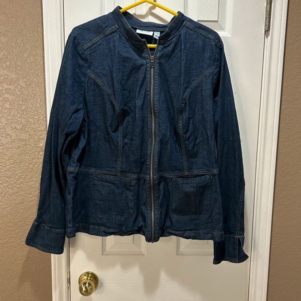 Women 1X D & Co Denim Full Zip Jacket Pockets Long Sleeve